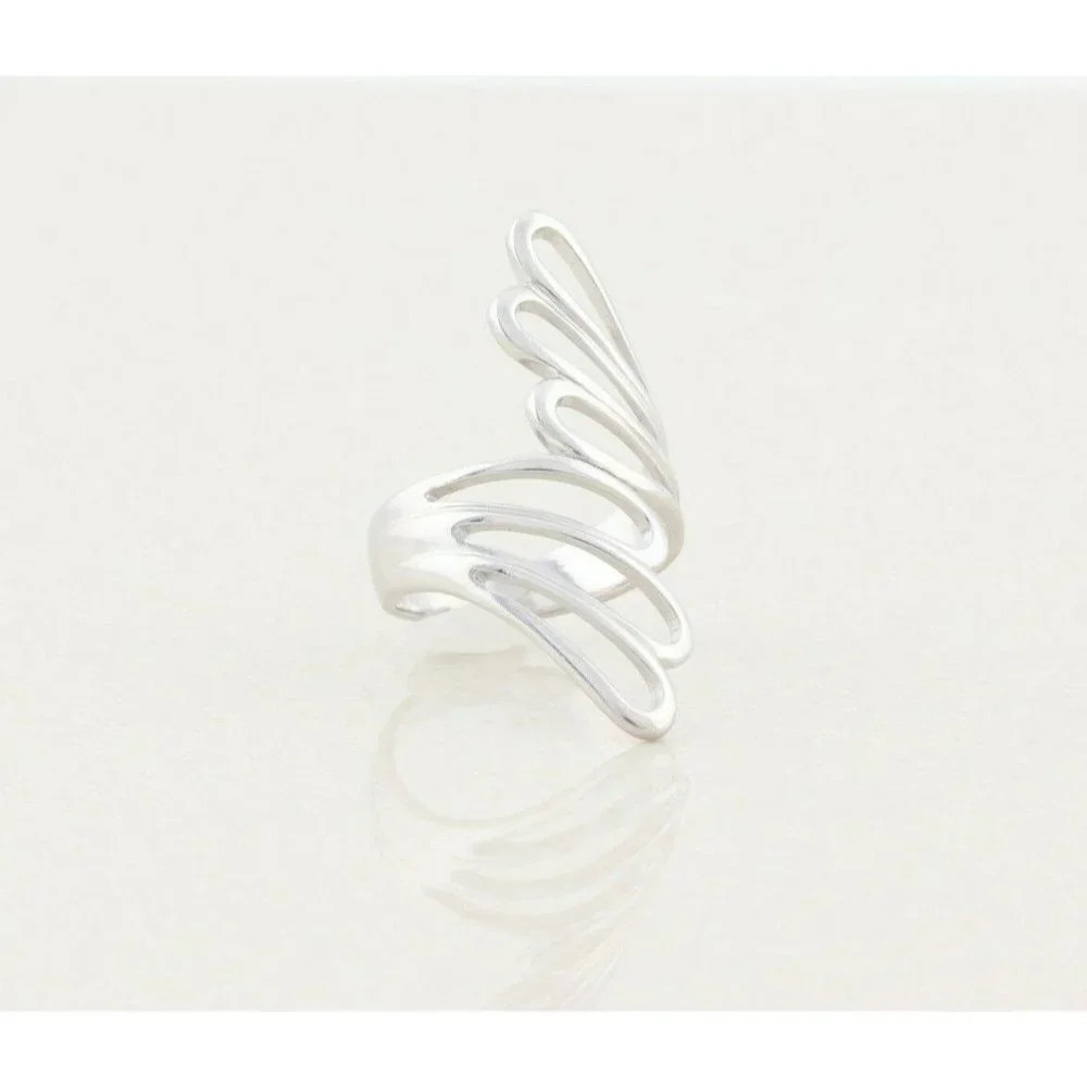 Sterling Silver Fan Ring Long Finger Ring size 8 1/4 - Picture 4 of 7